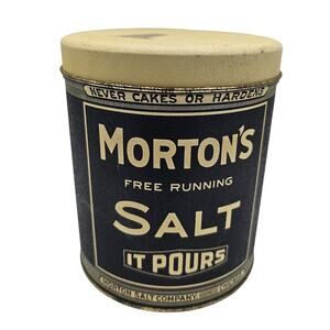 Vintage Morton Salt Reproduction Tin Litho Canister 1985